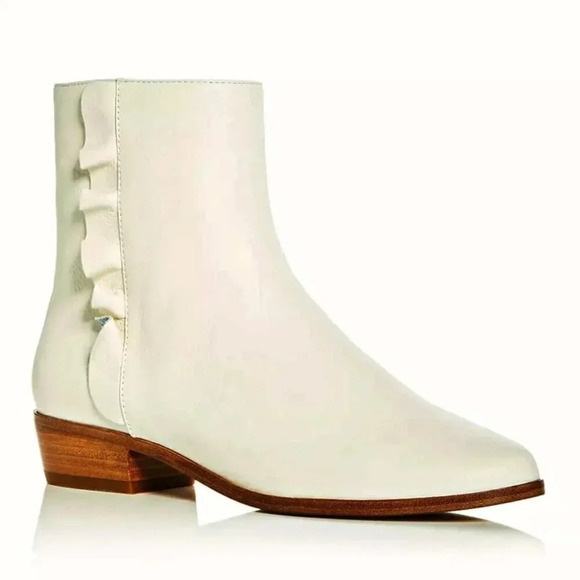 Joie Women's Laleh Ruffle Shell Leather Ankle Booties Size 39.5 EU (MSRP $368) - Picture 1 of 11